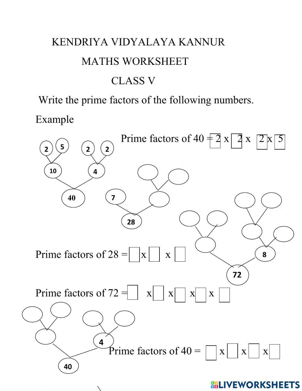 Prime factorisation-factor tree