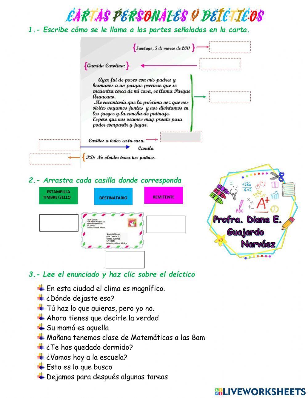 Cartas personales y deícticos