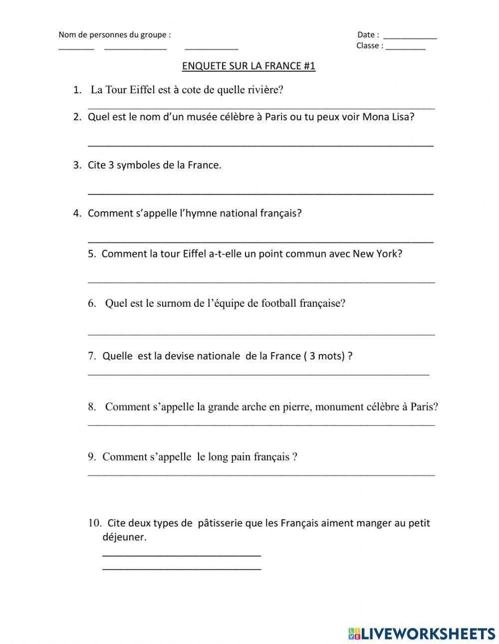 Trivia - Enquete sur la France