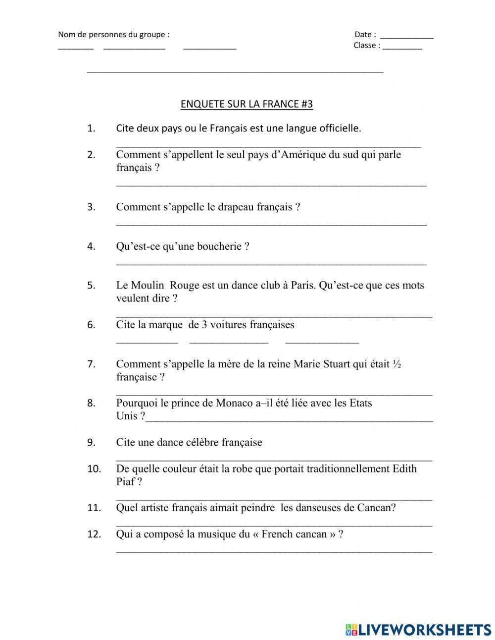 Trivia - Enquete sur la France