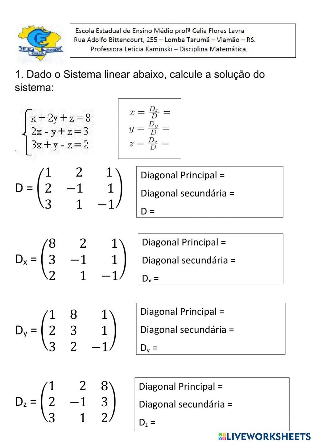Sistema linear Sistema linear