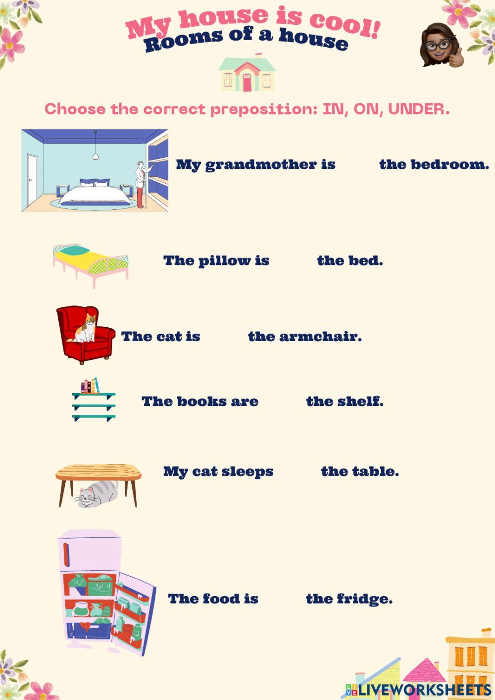 Prepositions in, on, under