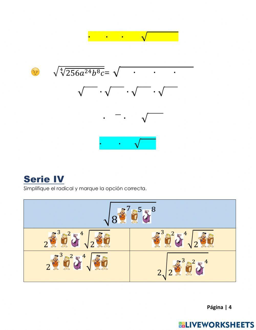 Ejercitación simplificación de radicales