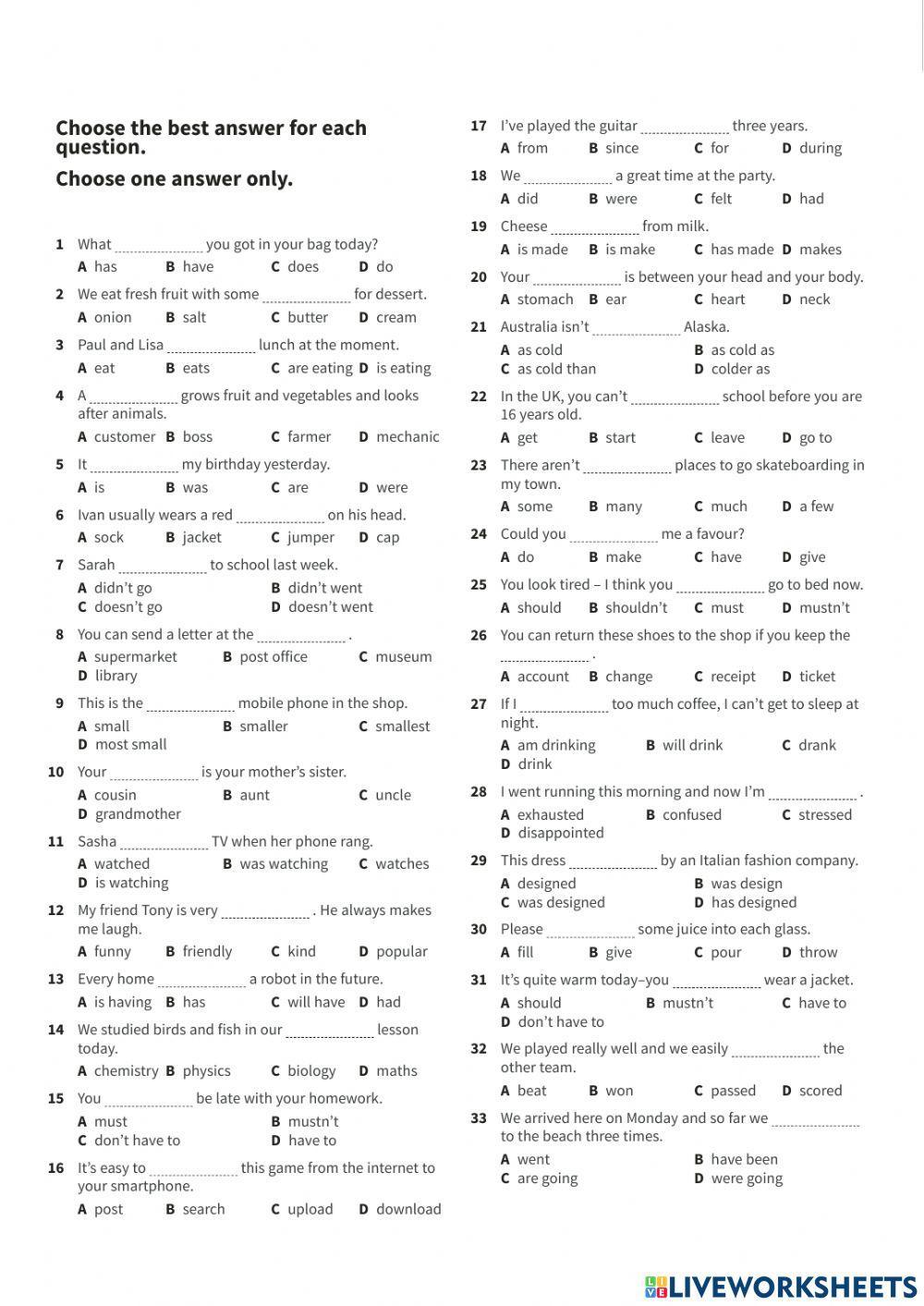 Placement test