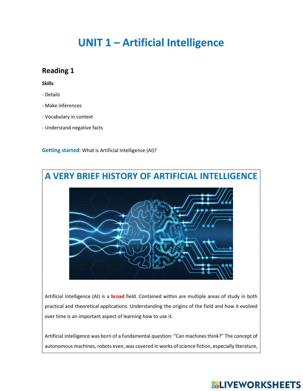 A very Brief History of Artificial Intelligence