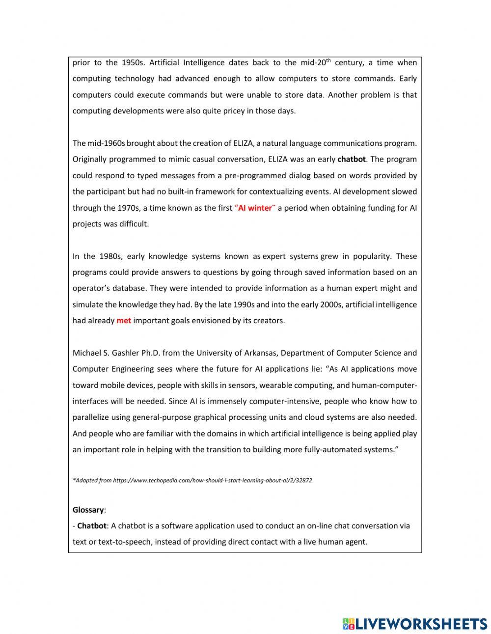 A very Brief History of Artificial Intelligence