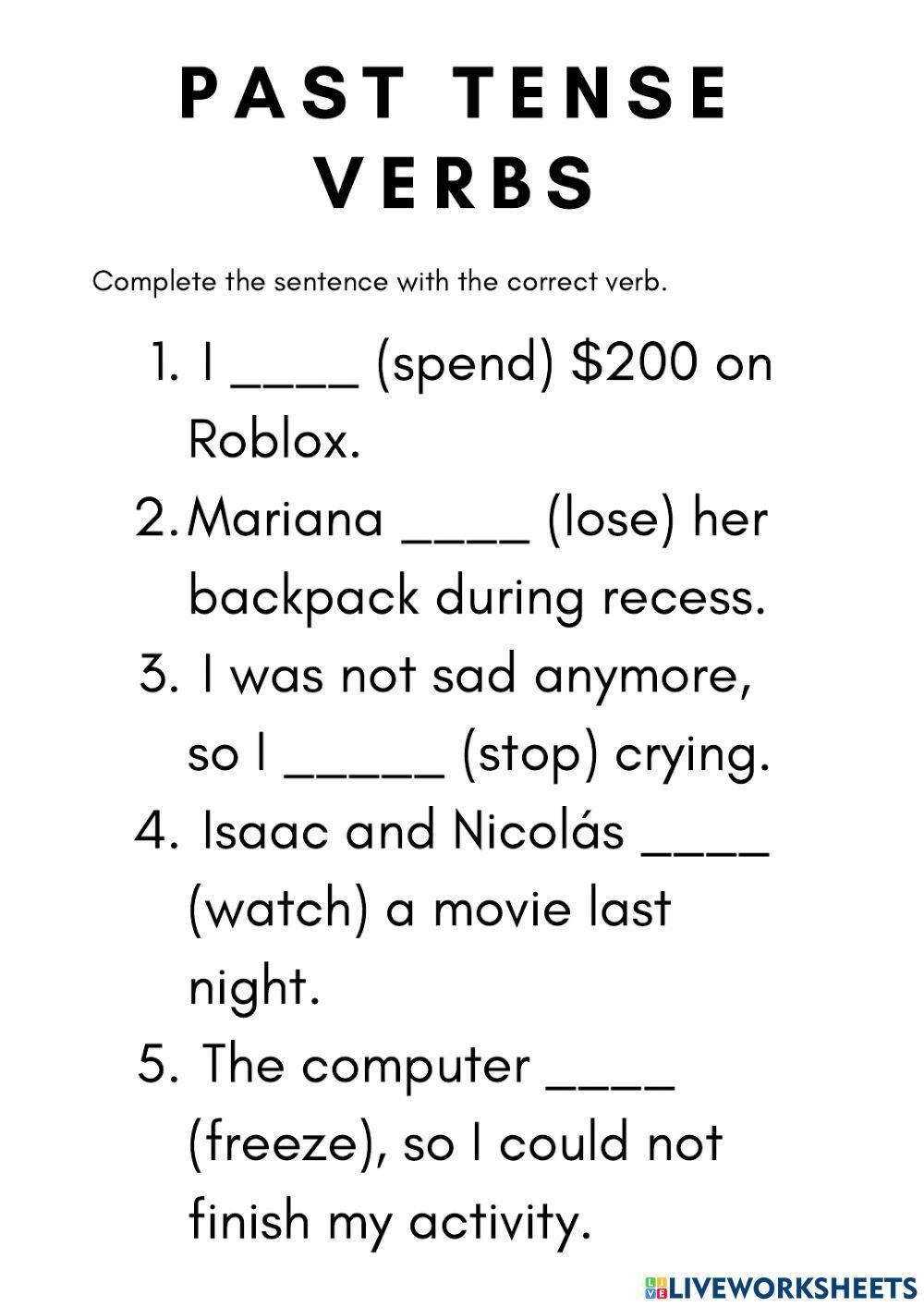 4th-grade Past Tense Worksheet
