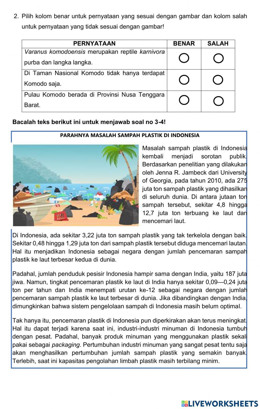 Latihan tema 2 sub tema 3