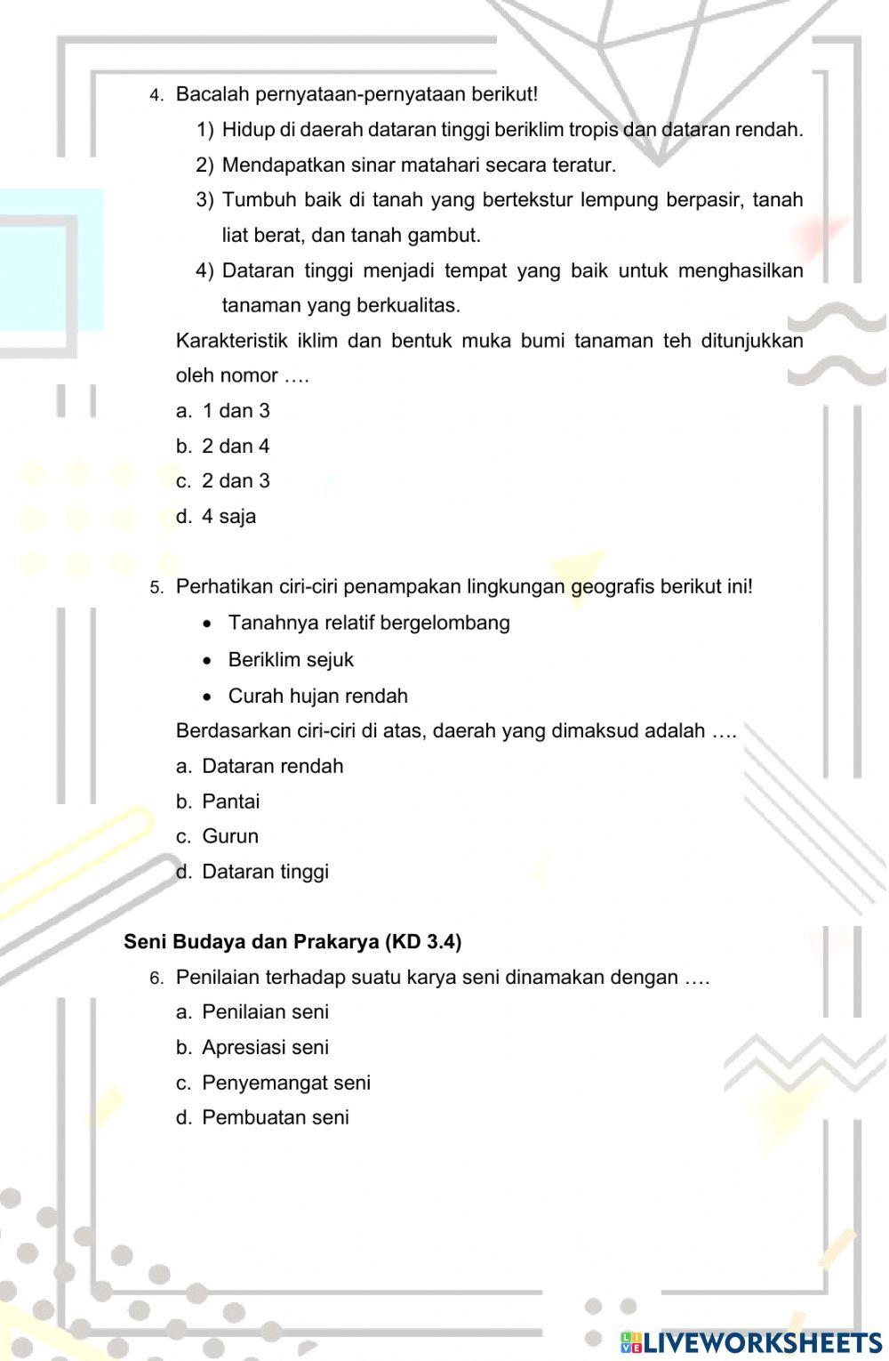 Evaluasi Tema 3 Subtema 1 Pembelajaran 5