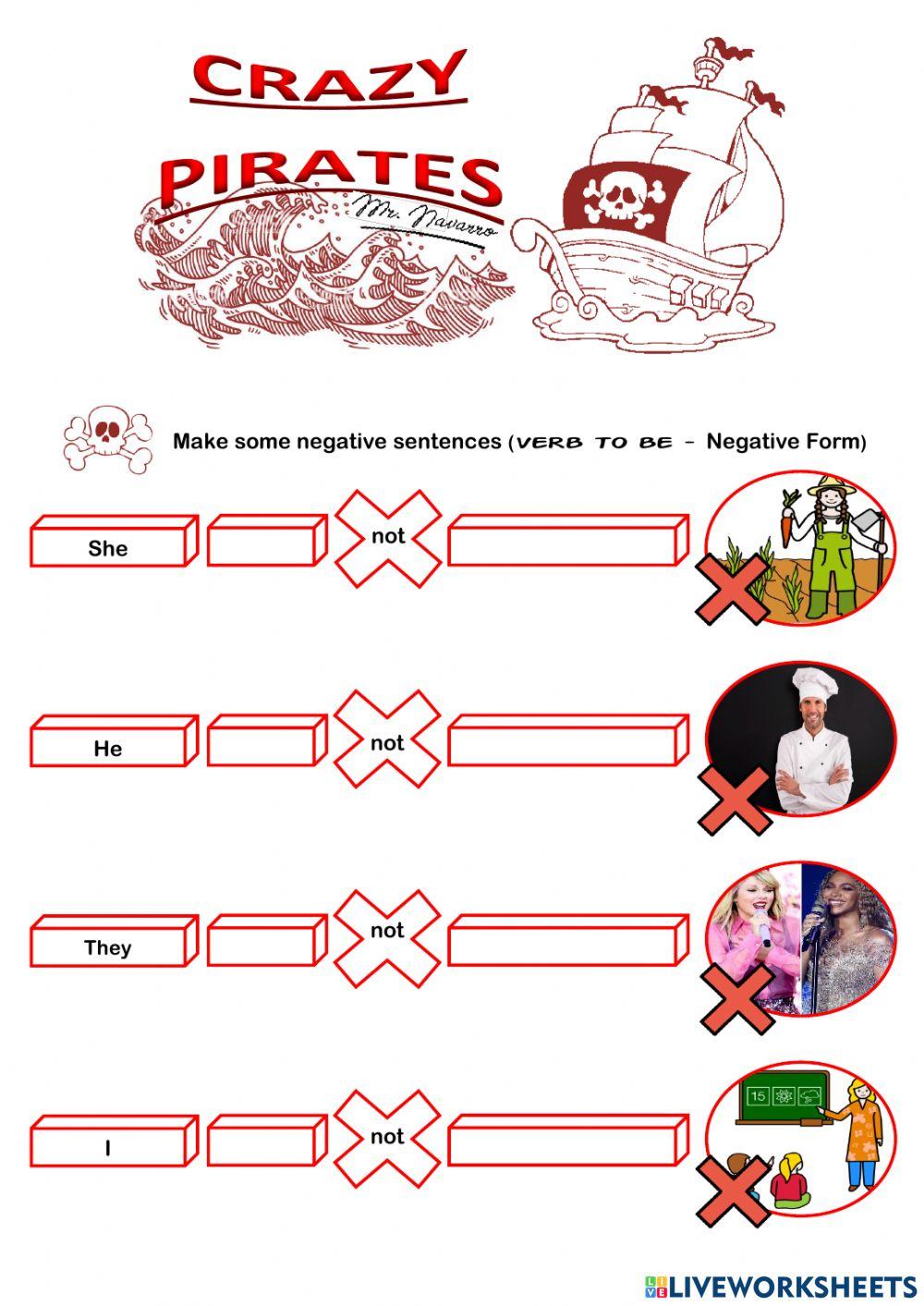 Verb To Be - Negative Form 1 (Crazy Pirates)