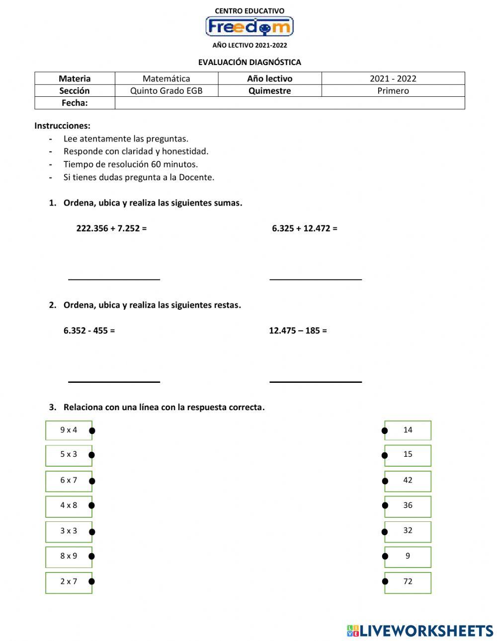 Evaluación diagnóstica mate