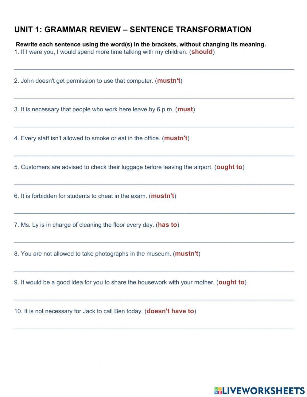 Unit 1: GENERATION GAP - REWRITE 1