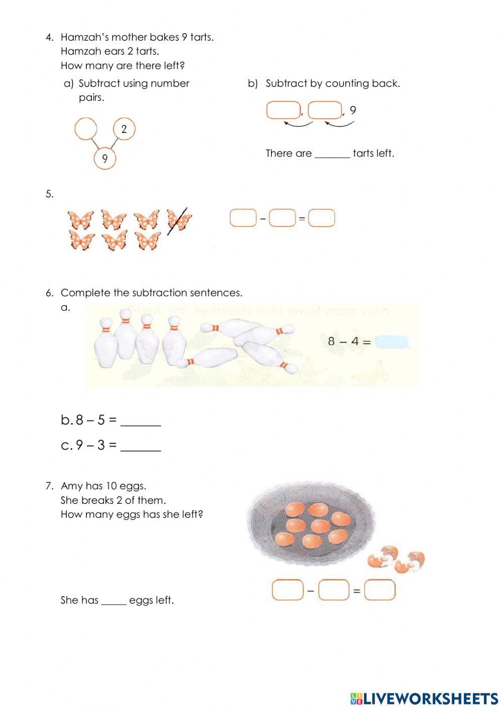 Reinforcement Subtraction within 10