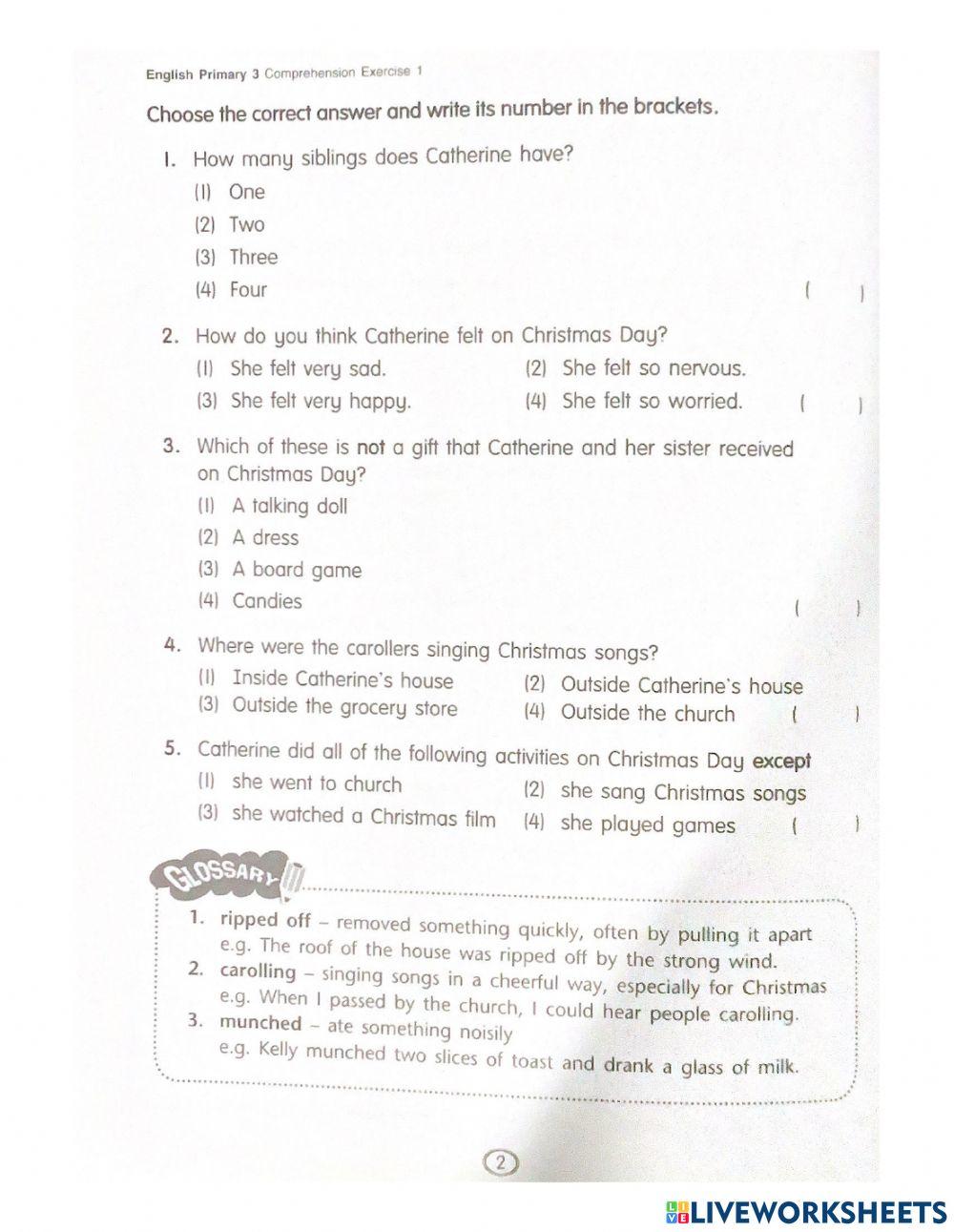 Reading comprehension Part 1