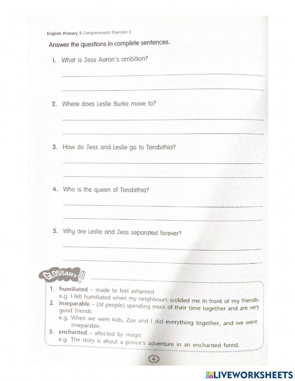 Reading comprehension Part 1