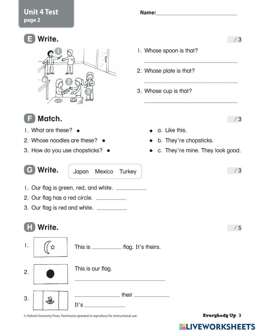 Everybody up 3 - test Unit 4
