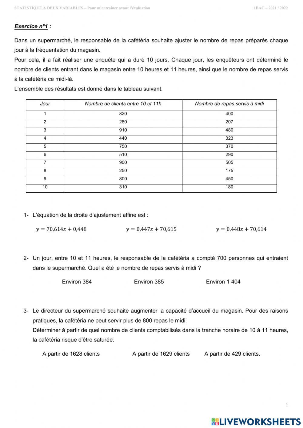 Stats a deux variables