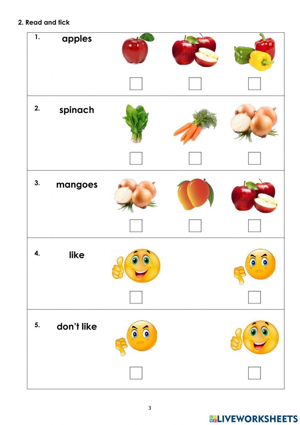 CGE Starters B-U5-Review vocab - I like - I don't like