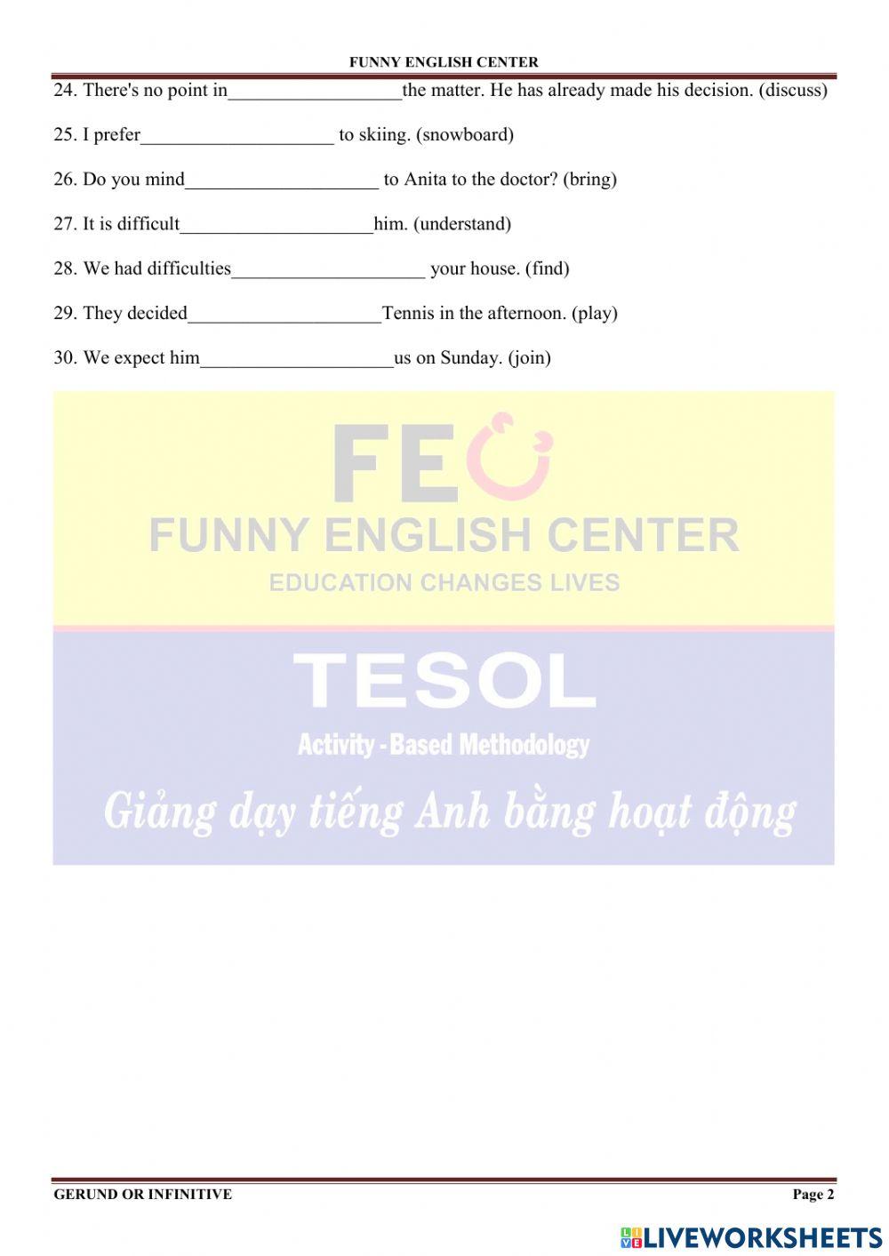 Gerund or Infinitive 1