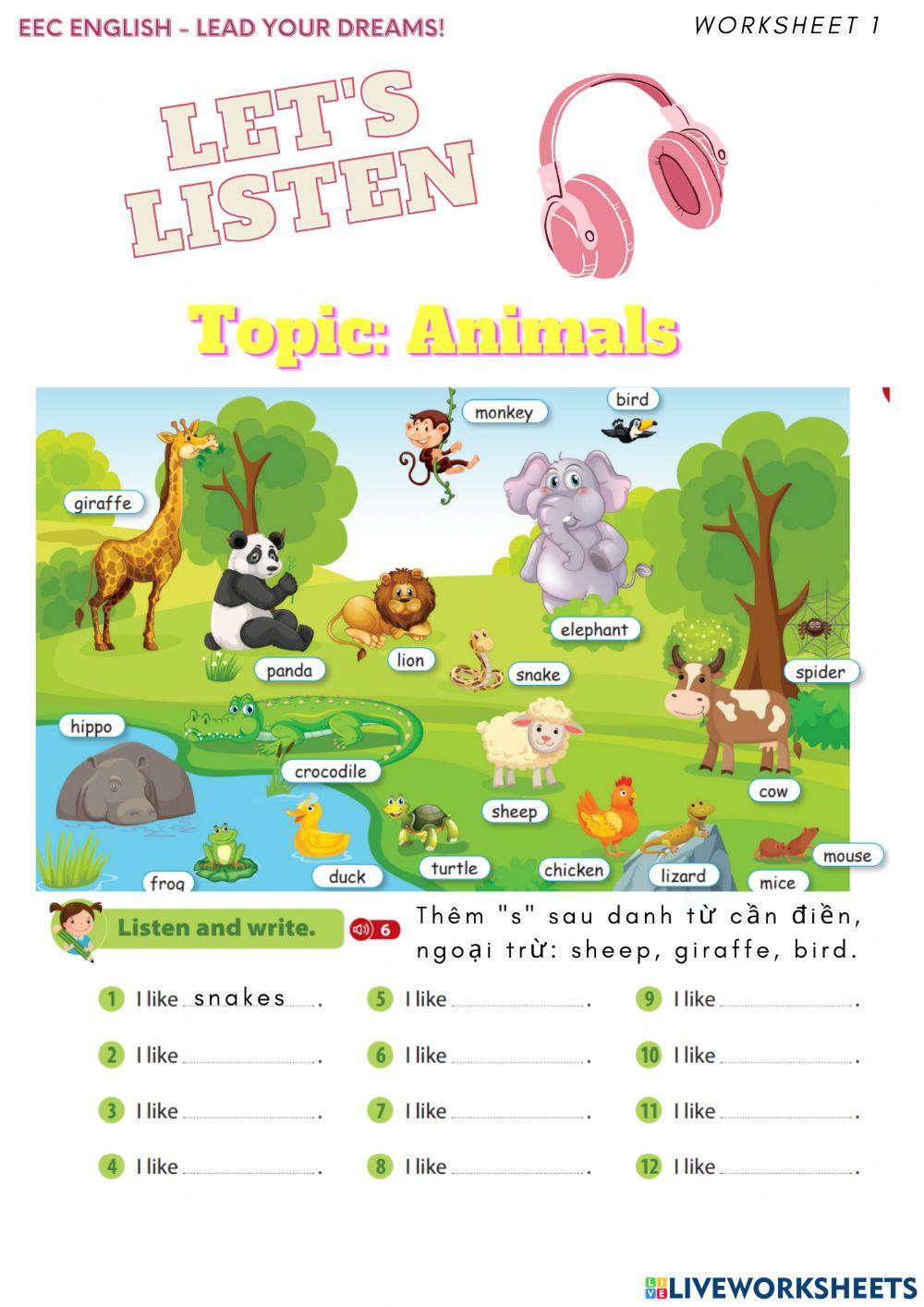 Let's Listen Worksheet 1