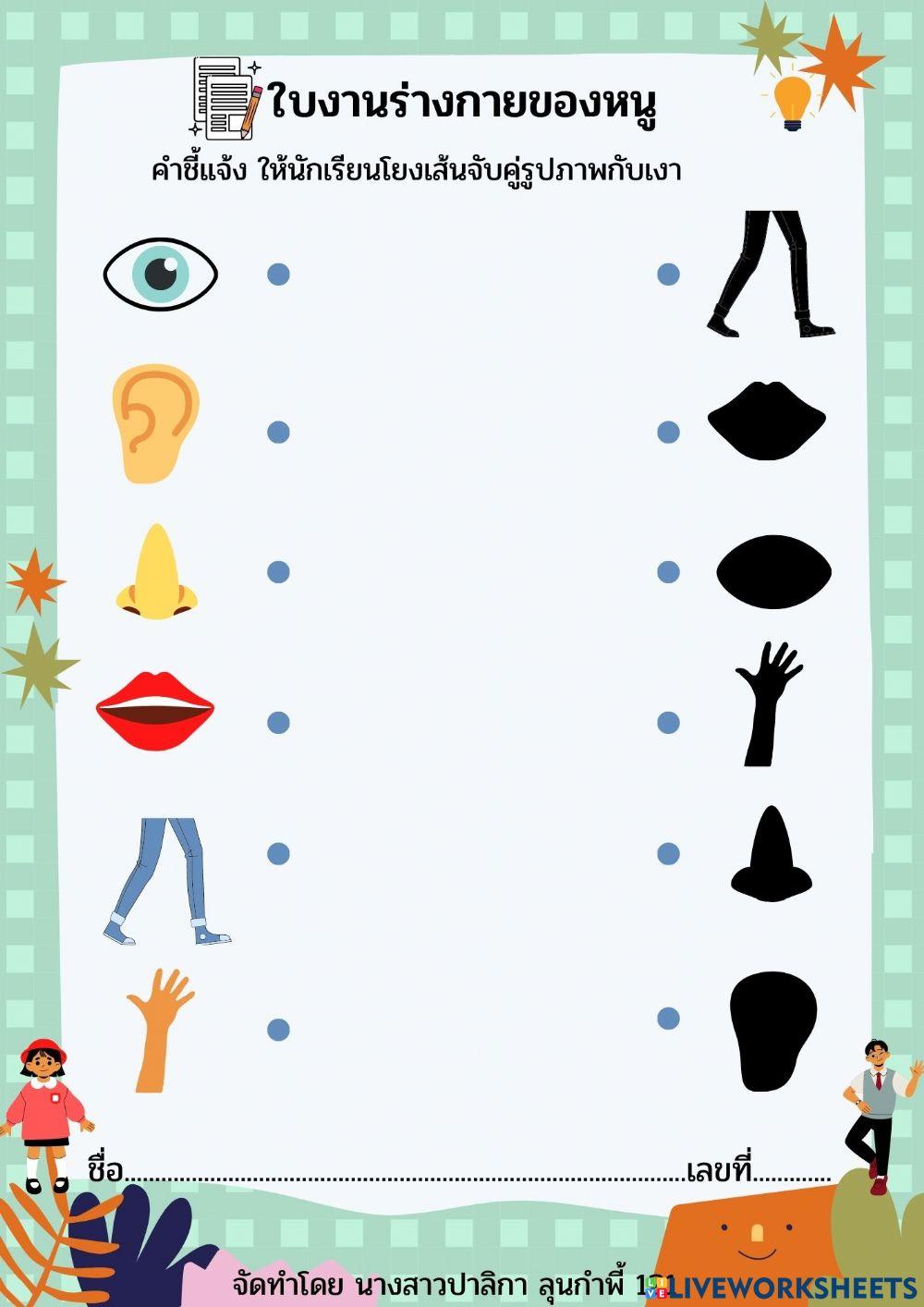 ใบงานจับคู่ภาพเงา