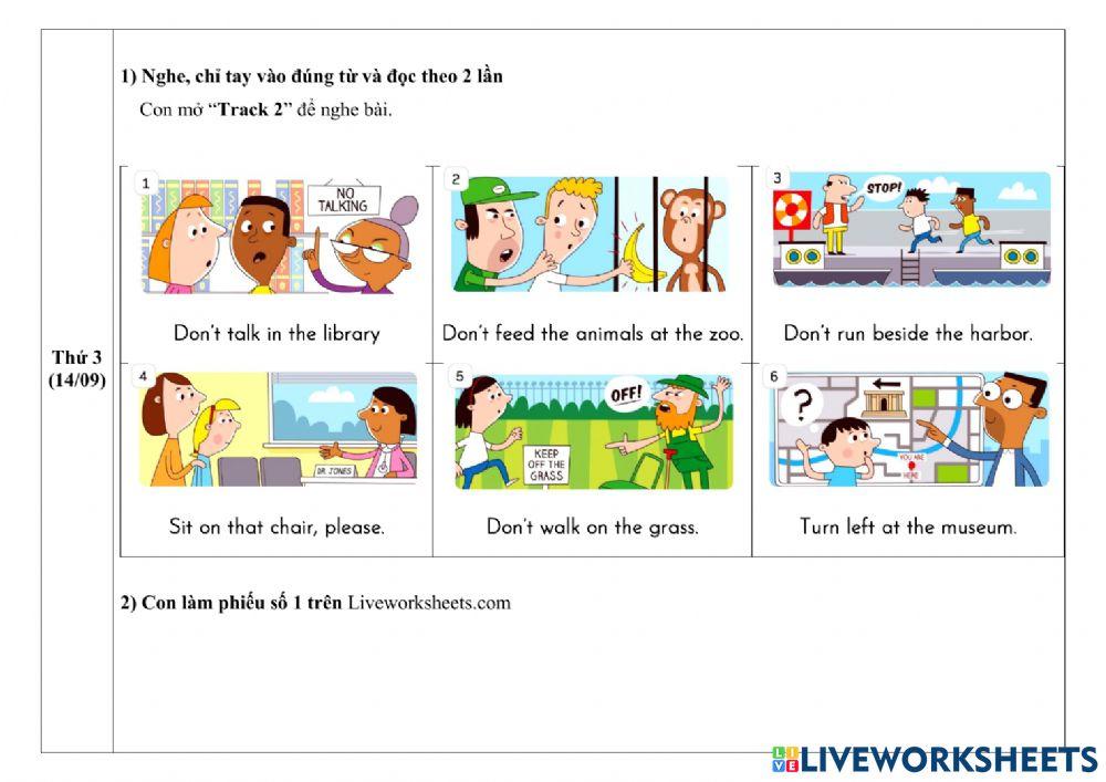 Phiếu giao bài môn Tiếng Anh tuần 3 tháng 9 -3A9