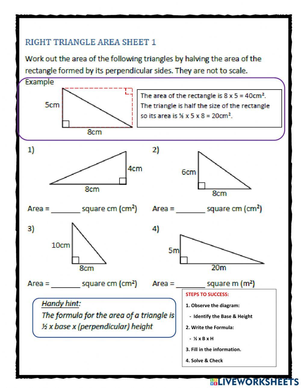 Area of Right Angle Triangle