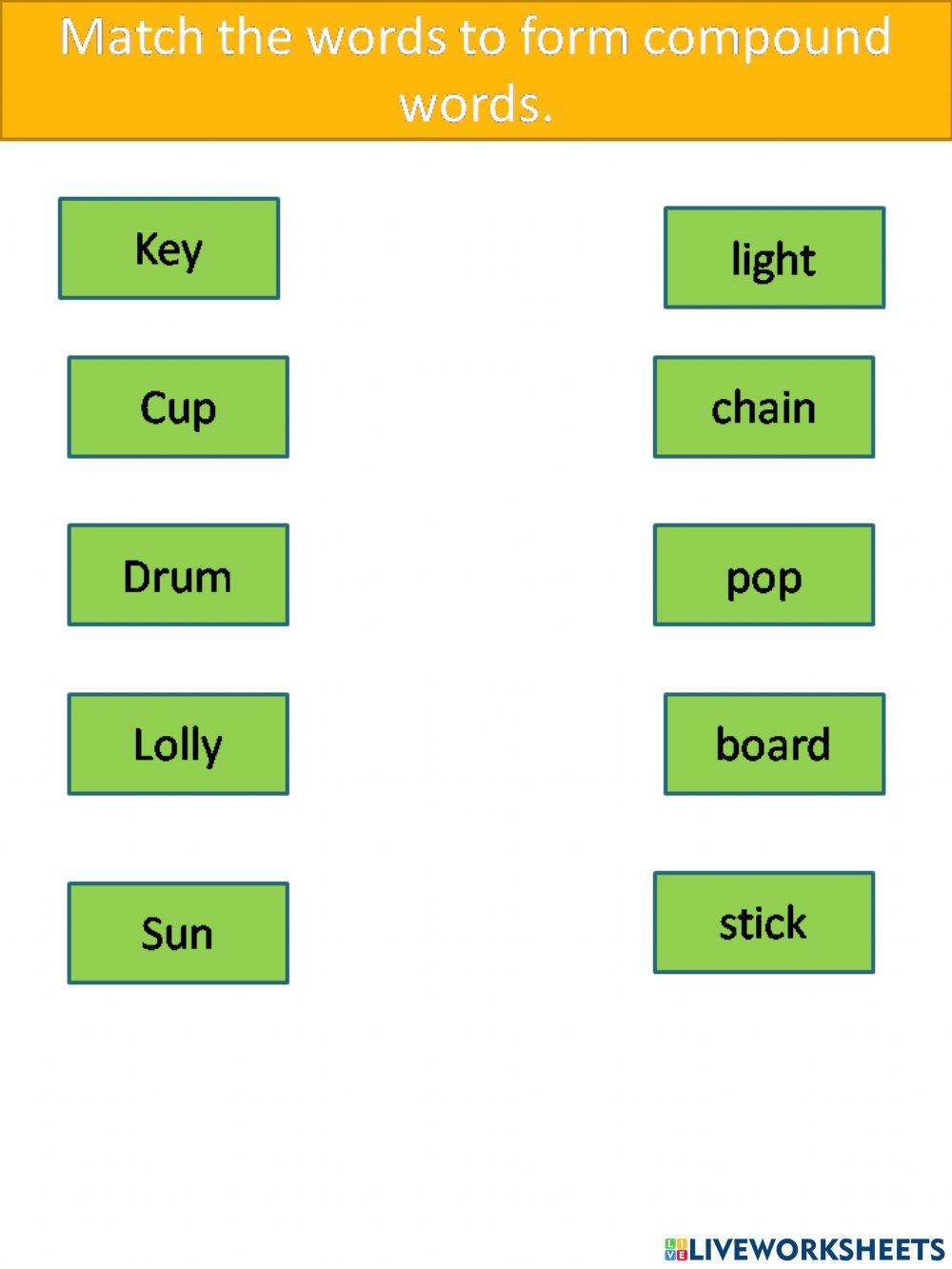 Match the words to form compound words