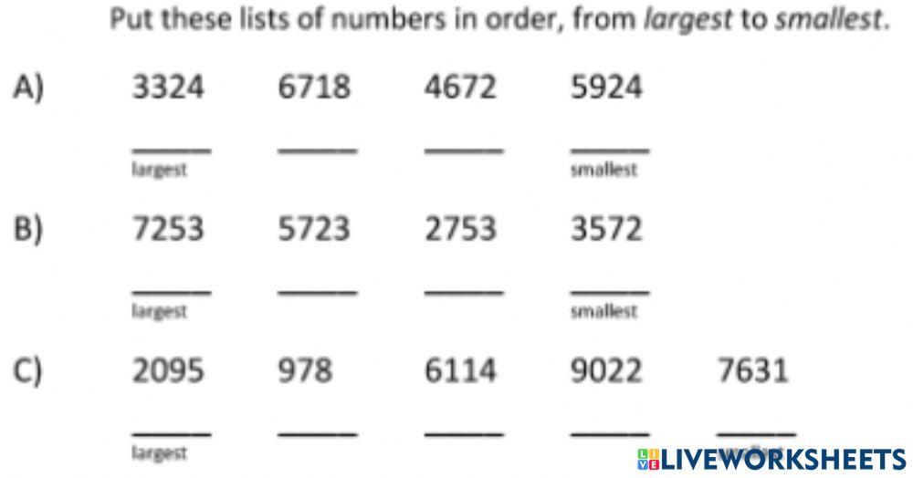 Order numbers