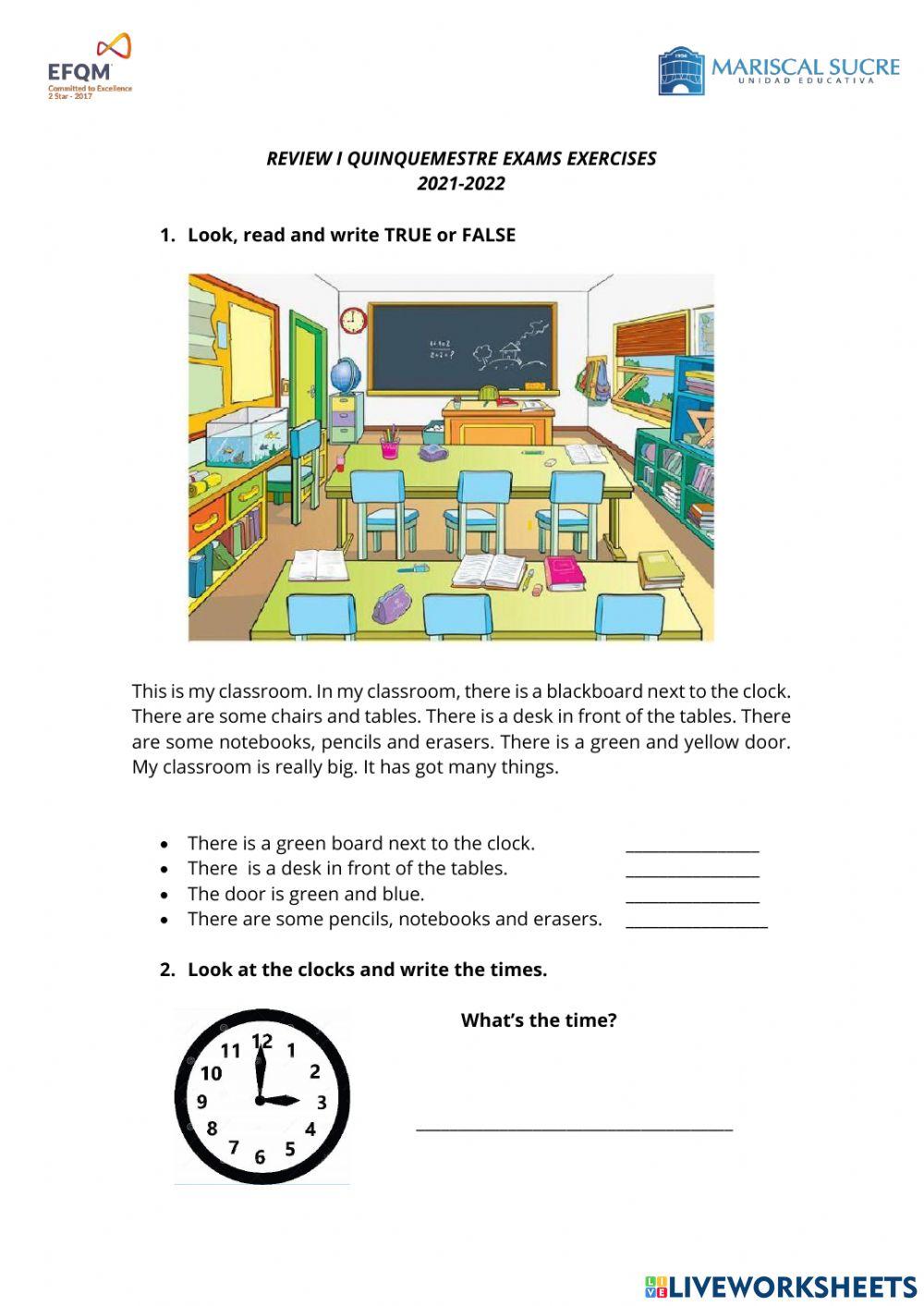 Review for exams I Quinquemestre exercise 2