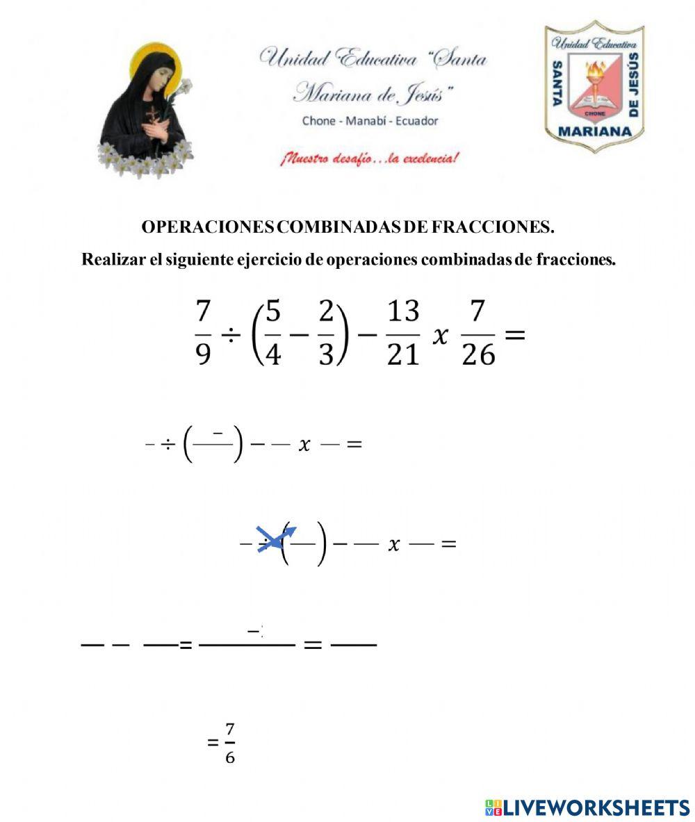 Operaciones con fracciones combinadas