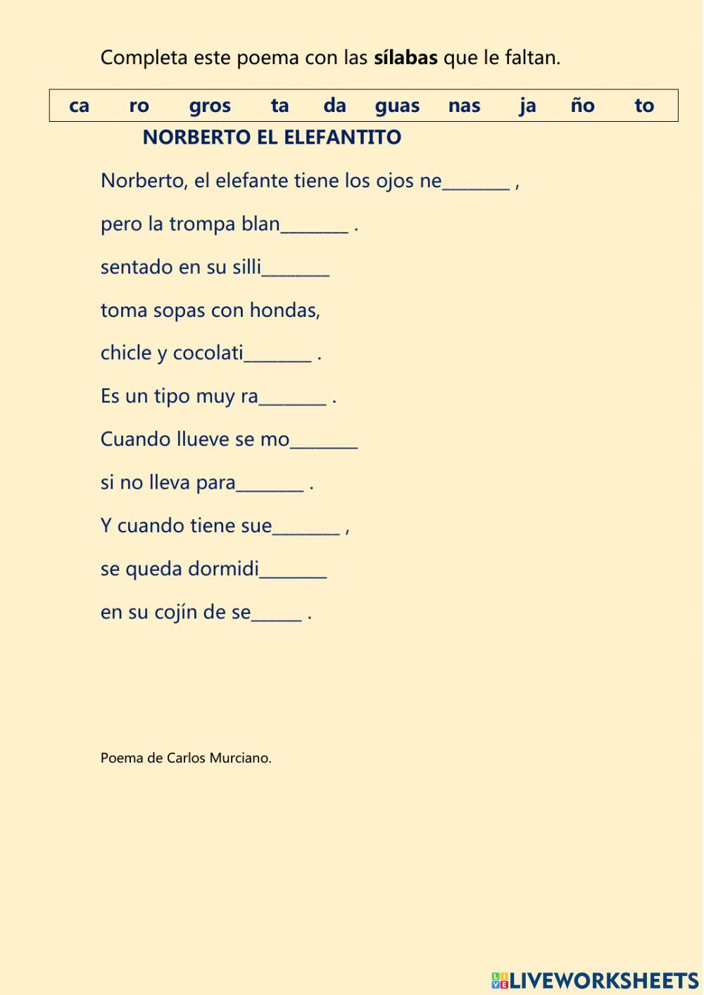 Completa las sílabas que faltan