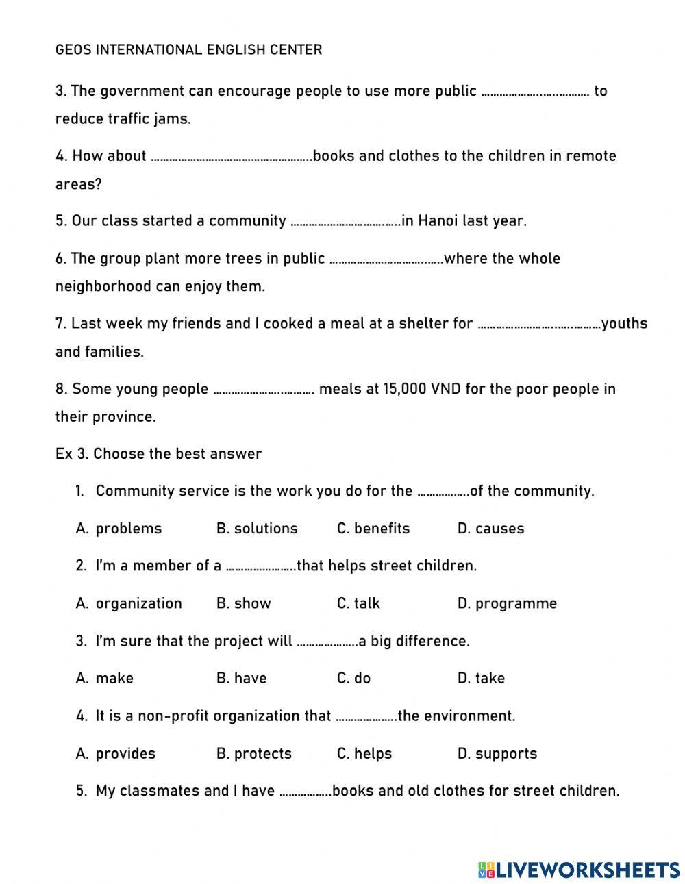 Worksheet 1-Unit 3-Grade 7