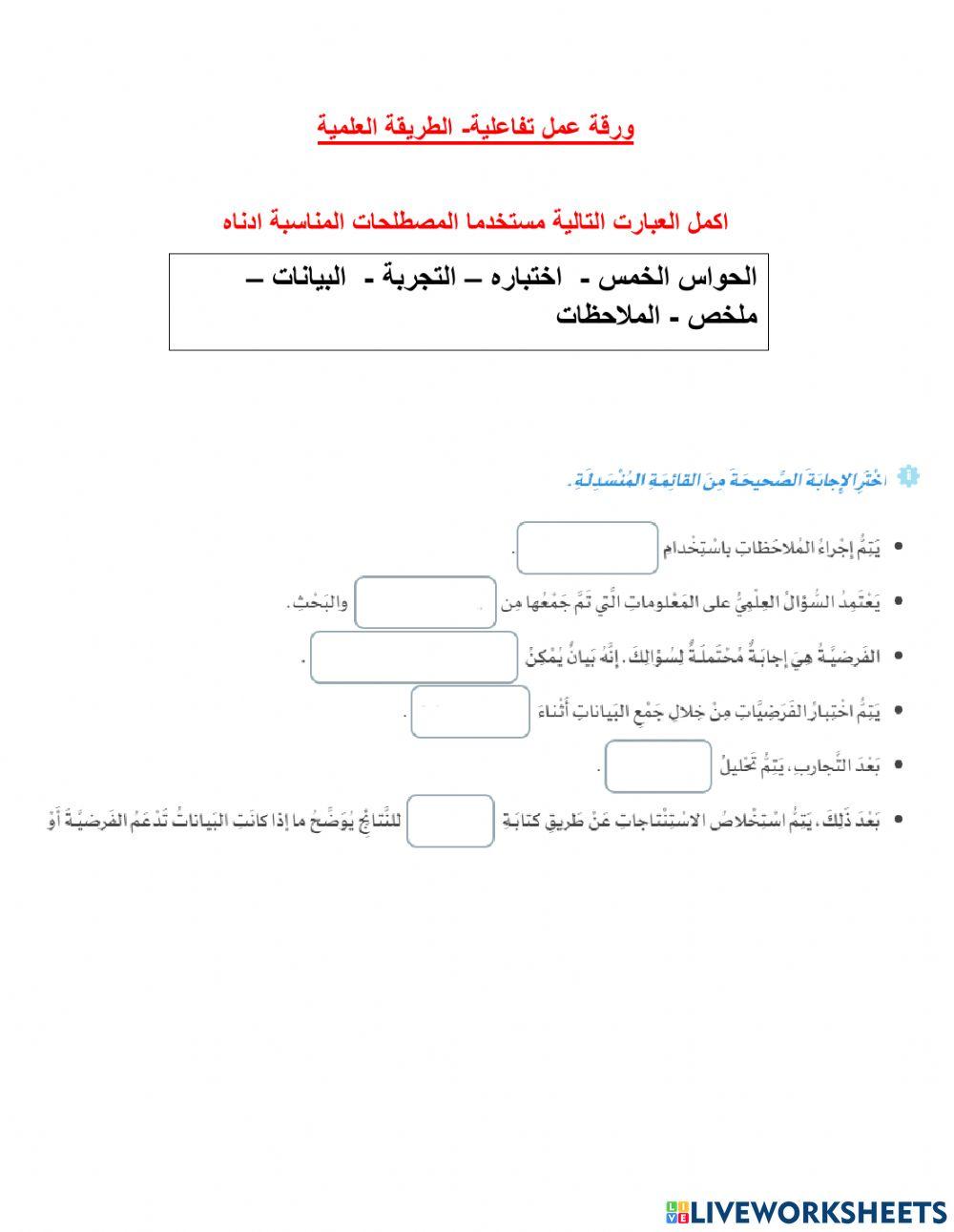 خطوات الطريقة العلمية