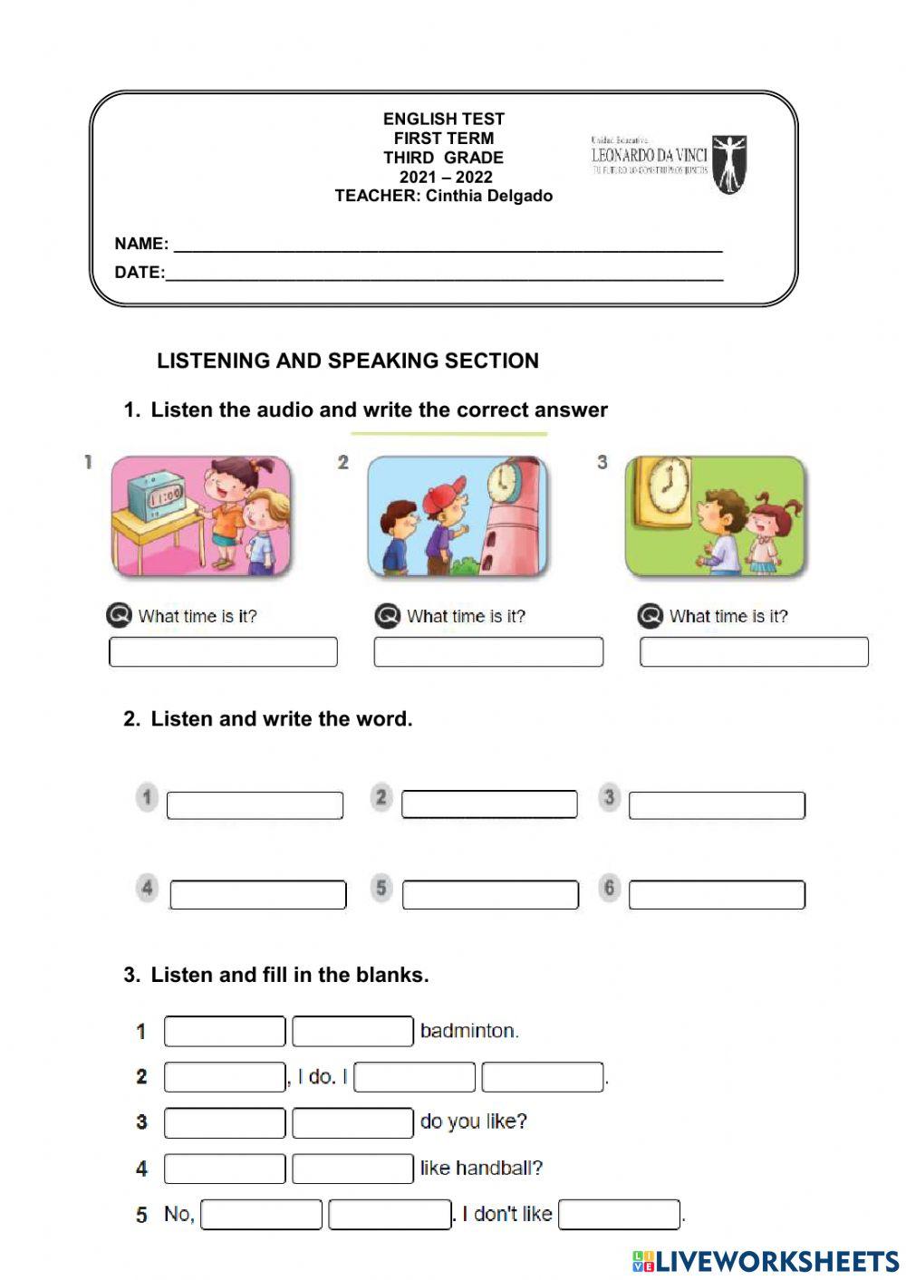 Listening-Speak… | Free Interactive Worksheets | 1383068