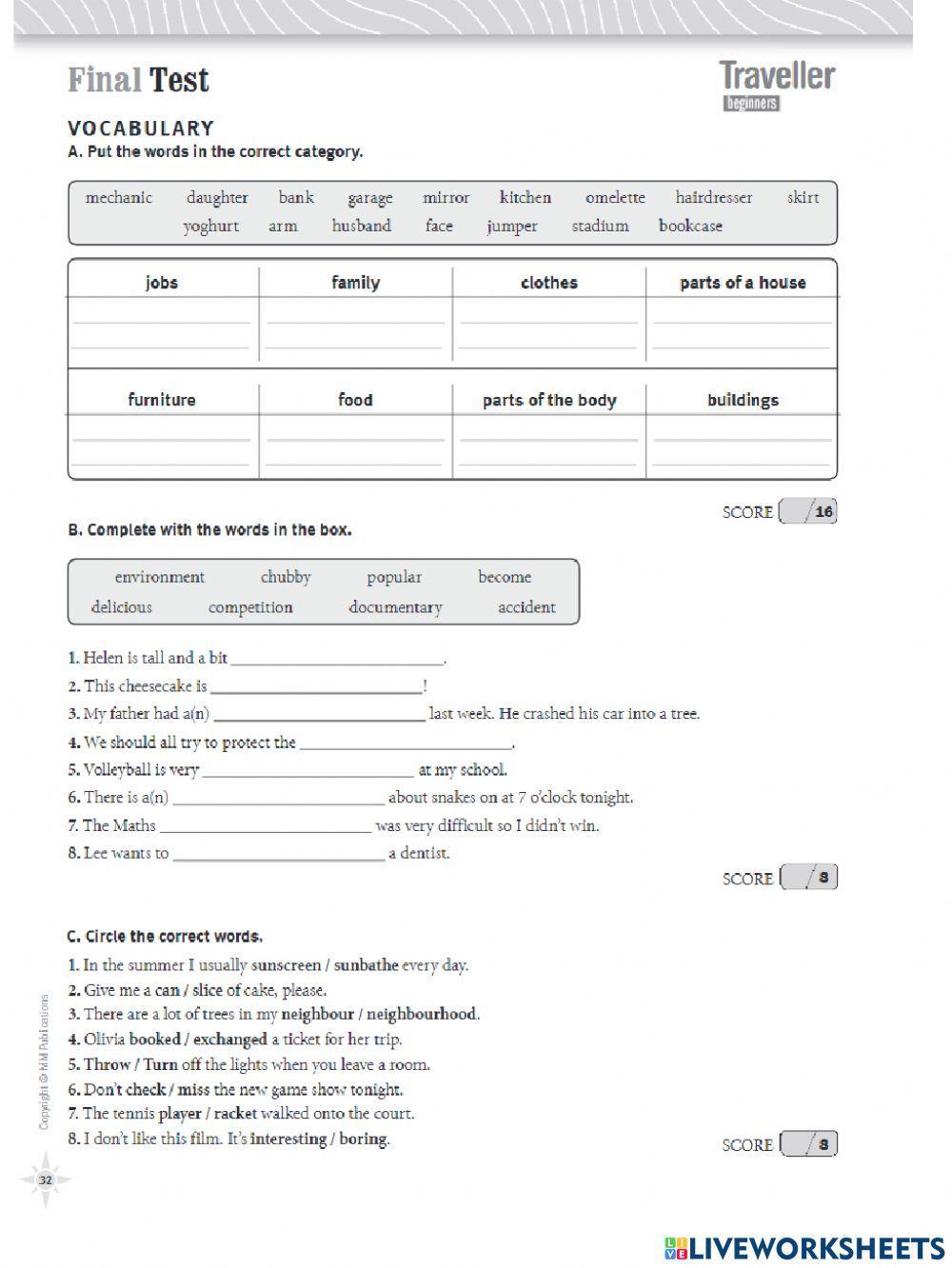Diagnostic (traveller beginners)