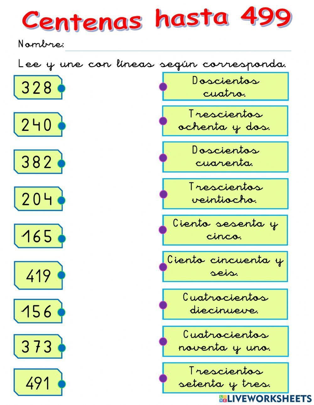 Lectura de Centenas hasta 499