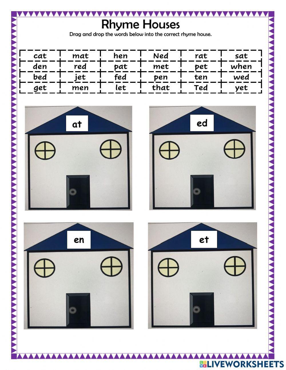 Rhyme Houses at, ed, en, and et