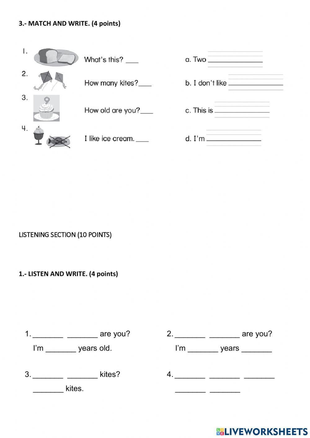 First Quimestre Exam -- 2nd Grade