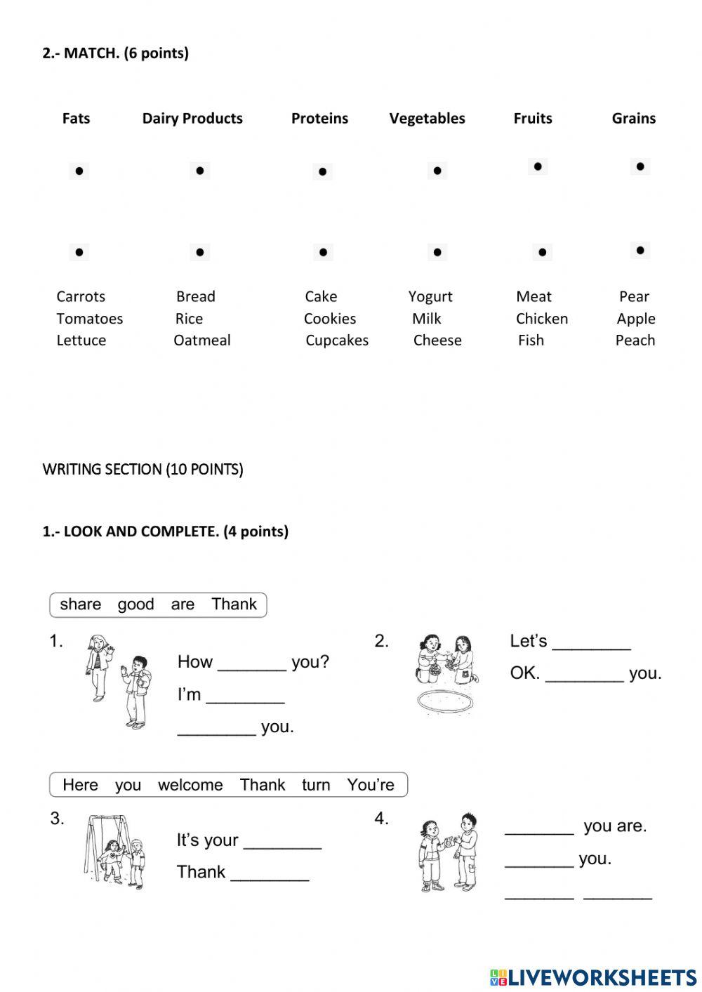 First Quimestre Exam -- 2nd Grade