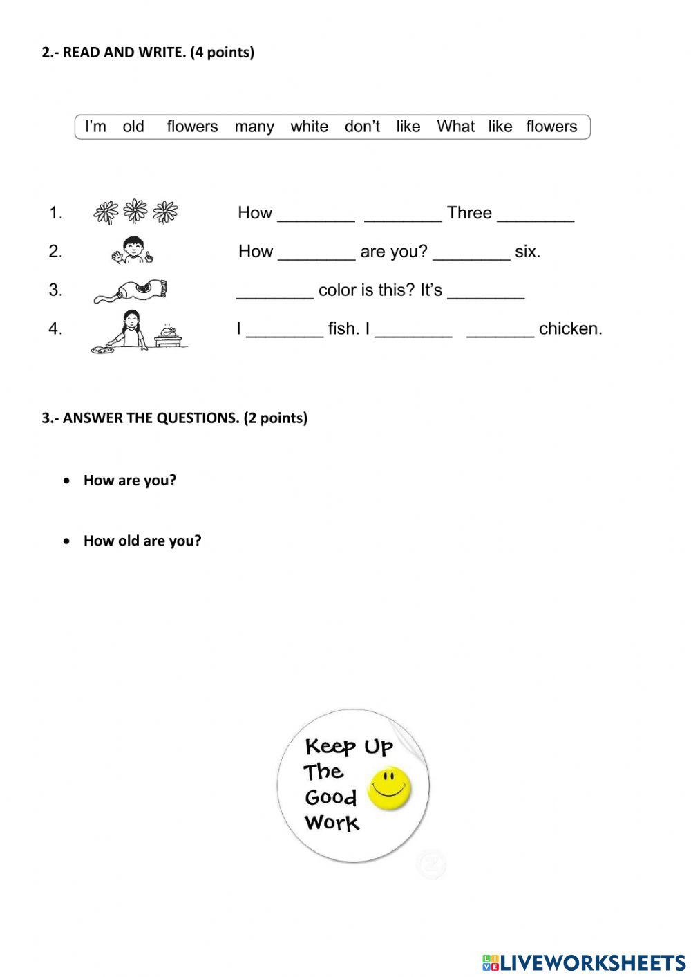 First Quimestre Exam -- 2nd Grade