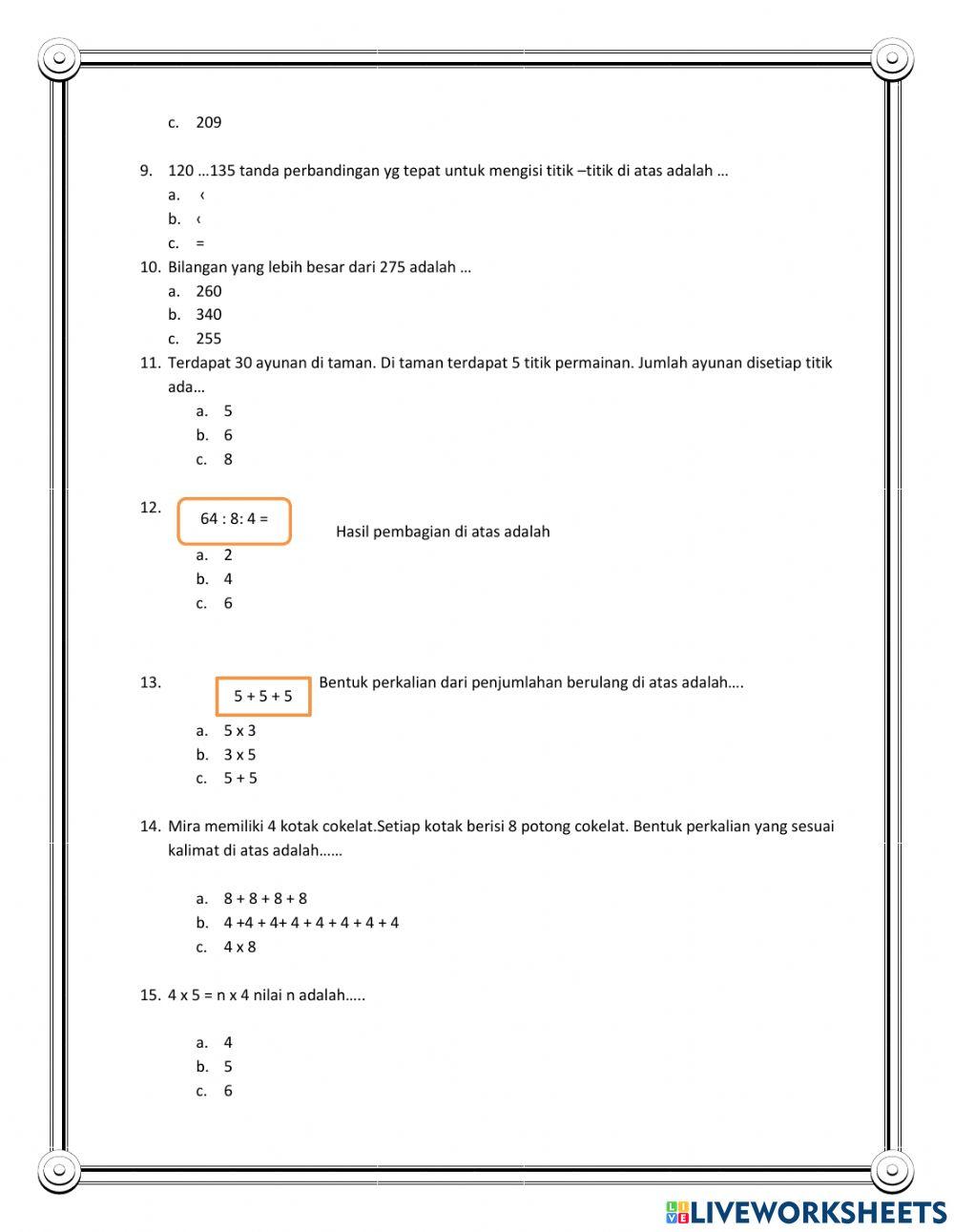 Ulangan matematika kelas 2