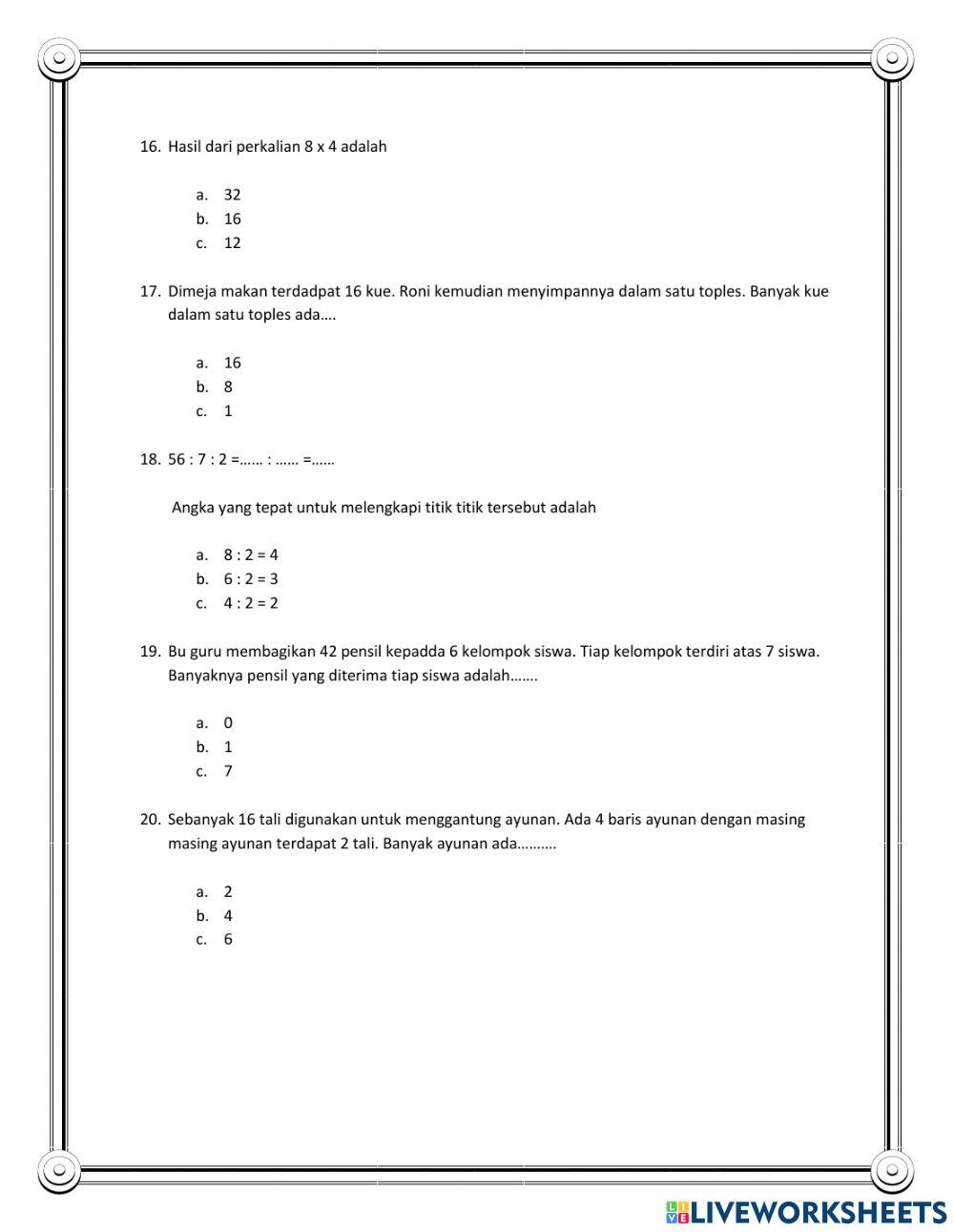 Ulangan matematika kelas 2