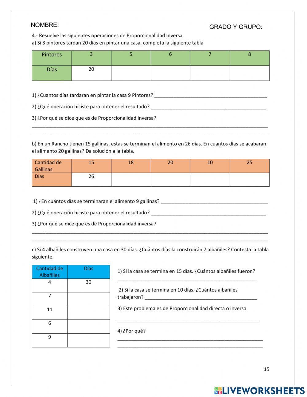 Proporcionalidad Inversa
