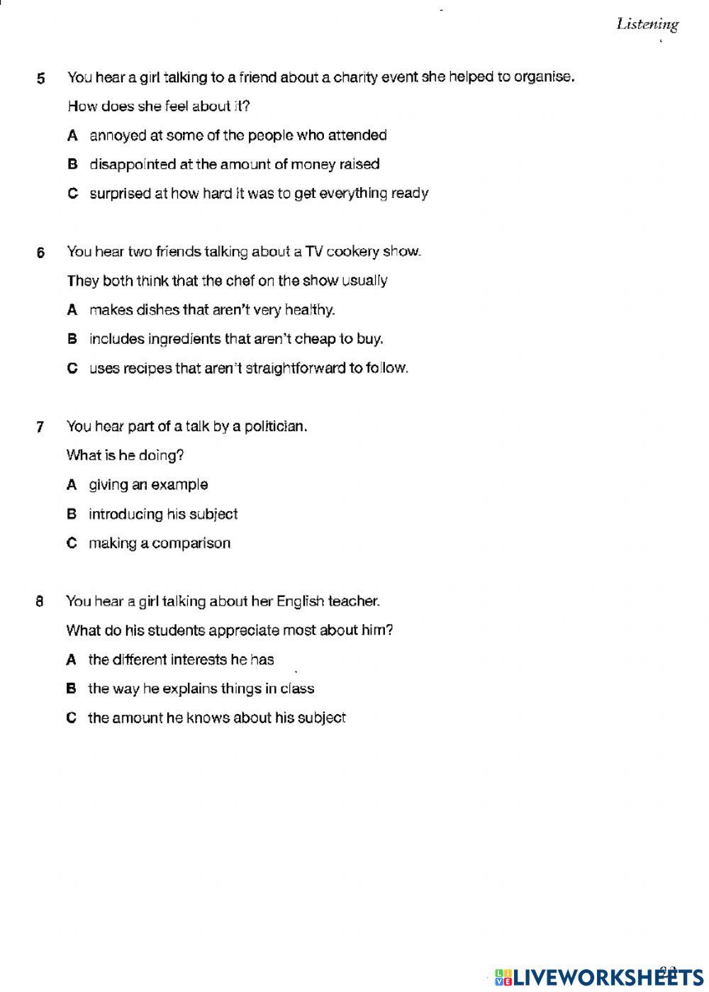 Fce page LISTENING PART 1 - TEST 5