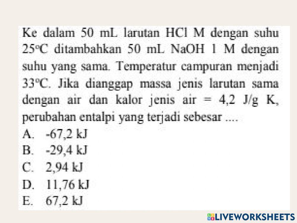 Penilaian Kognitif Termokimia Penentual Entalpi Reaksi