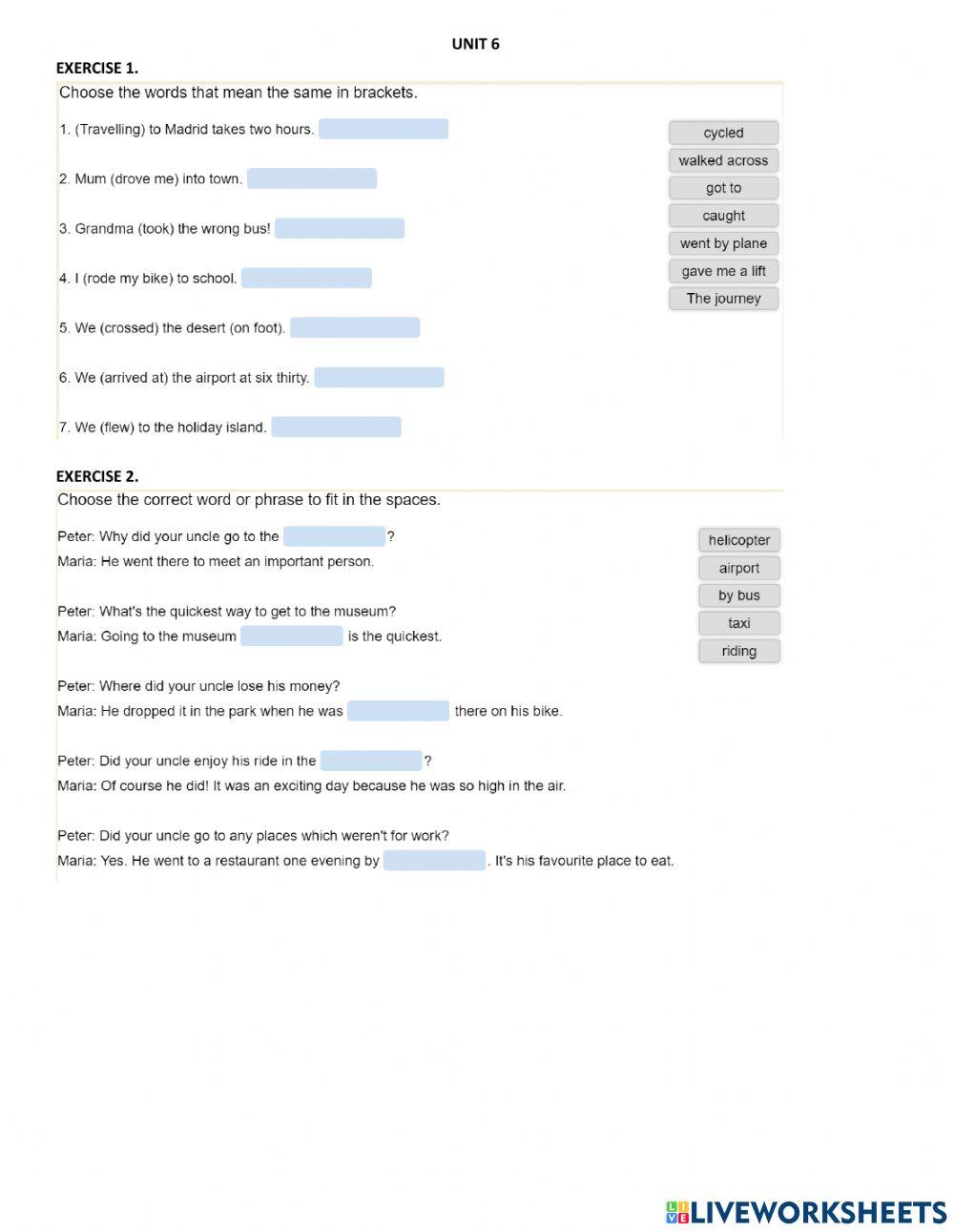 MFo-Unit 6-Travel and places - quiz