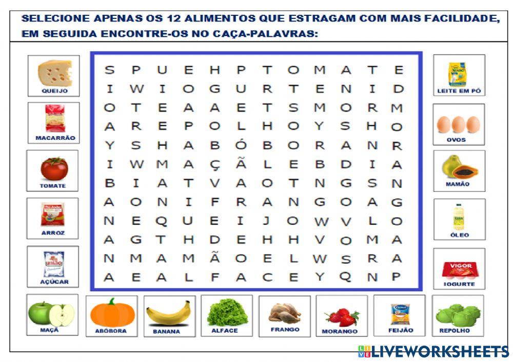 Caça-palavras - Alimentos