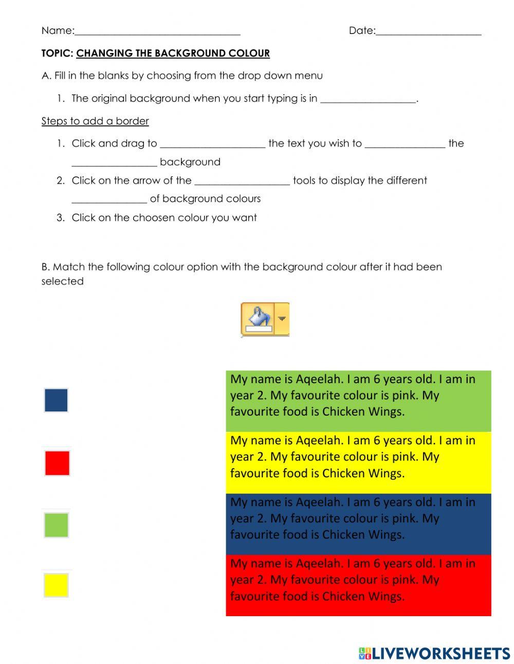 Adding background colour