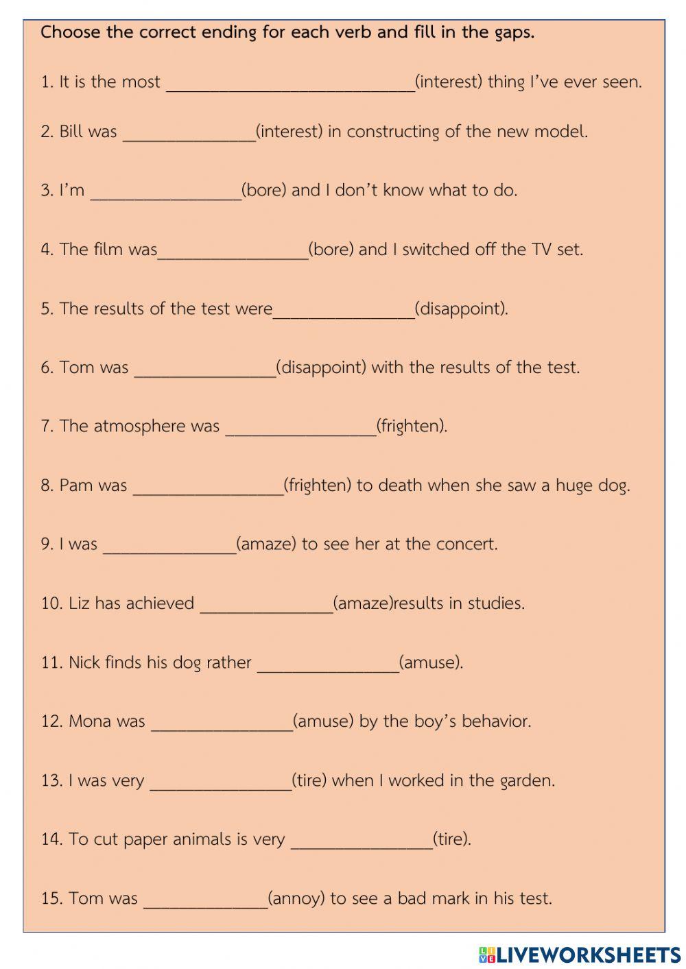 Adjective ending -ed,-ing